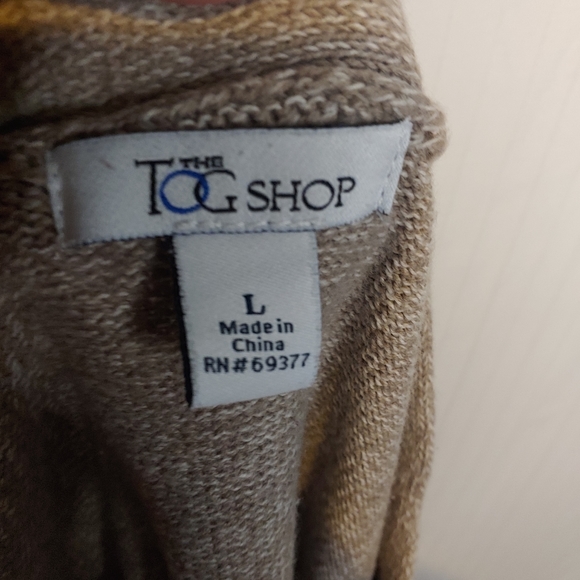 The TOG Shop V neck light brown 100% Cotton sweater size L - Picture 4 of 6
